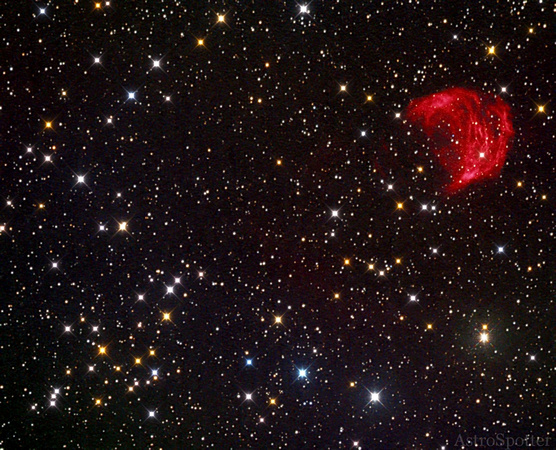 Medusa Nebula And A Star Cluster